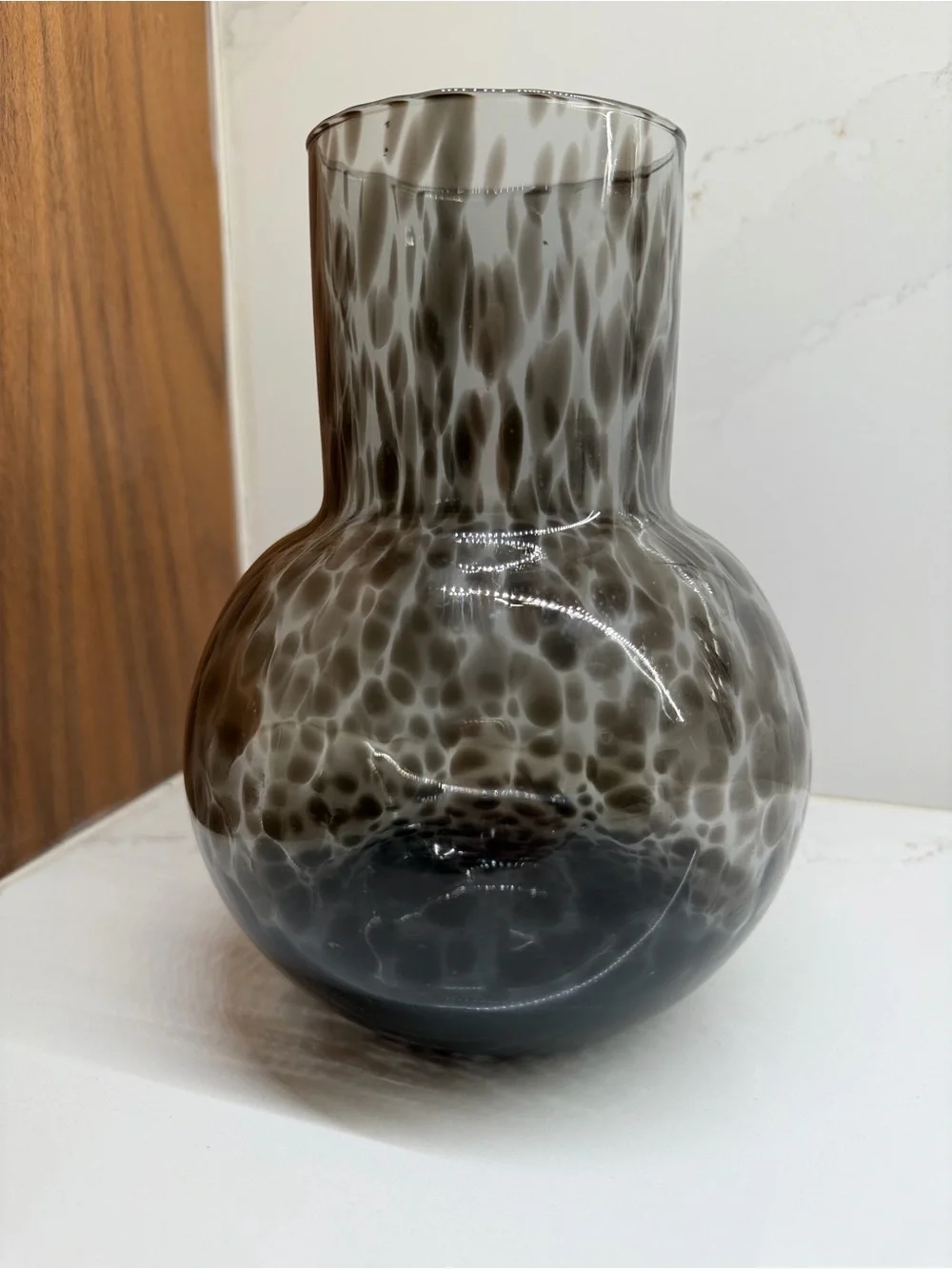 Pigeon & Poodle Black Leopard Hand Blown Glass Vase Lausanne